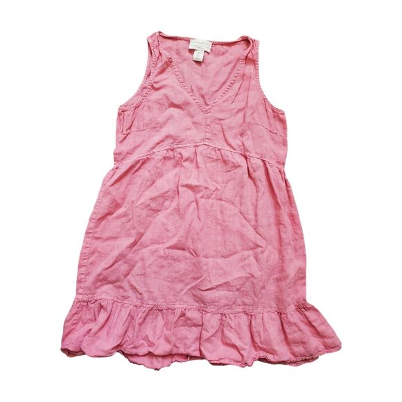Cynthia Rowley Dress Women Small Linen V Neck Ruffle Mini Sleeveless Summer EUC - Picture 1 of 5